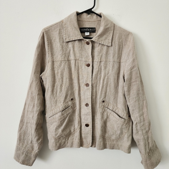 Sundance Button Front Linen Jacket Size P (Small) - Picture 1 of 10